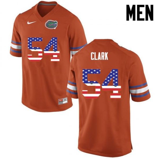 Men's Florida Gators #54 Khairi Clark NCAA Nike Orange USA Flag Fashion Authentic Stitched College Football Jersey ZCU5262AB